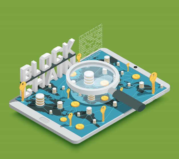 Blockchain Cryptocurrency Payments Isometric Composition 