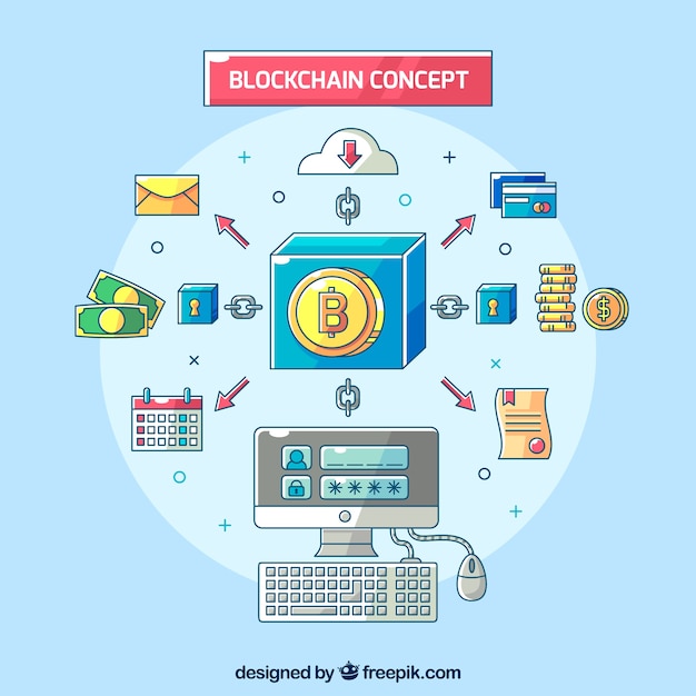 Free Vector blockchain infographic