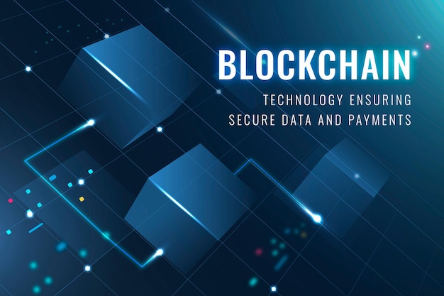 Free vector blockchain technology security template vector data and payment securing blog banner