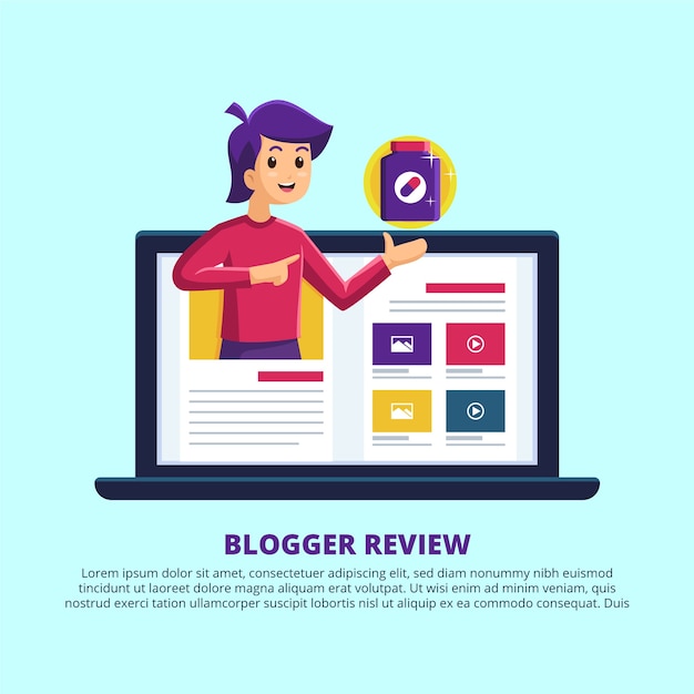 Blogger review concept