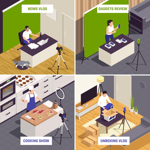 Blogger Vlogger Isometric Concept