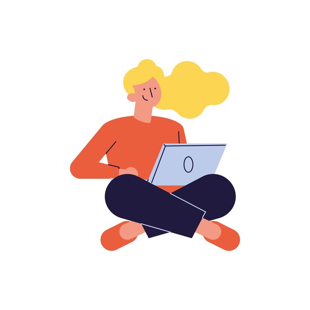 blond woman using laptop