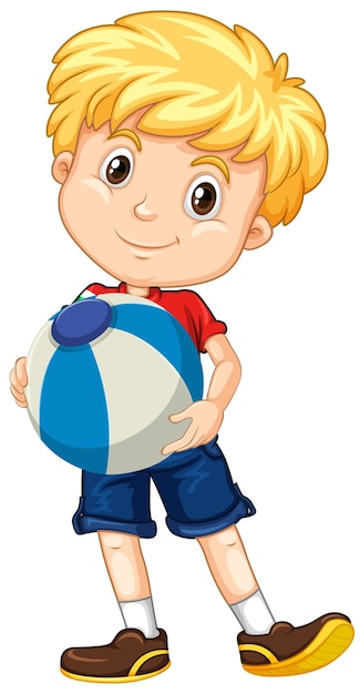 Free Vector blonde boy holding color ball