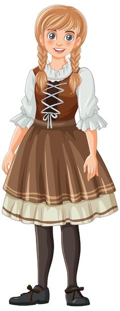 Free Vector blonde braided hairstyle on a woman in german bavarian outfit