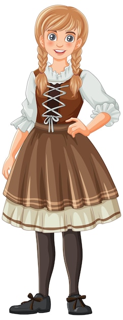 Free Vector blonde braids hairstyle on a woman in german bavarian outfit