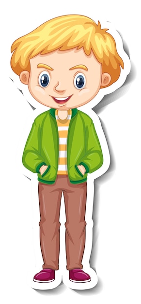 Free Vector blonde hair boy wears green jacket