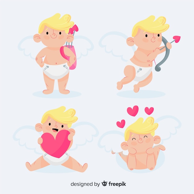 Free Vector blonde valentine cupid collection