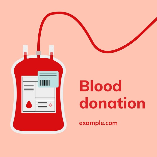 Blood donation campaign template vector social media ad in minimal style