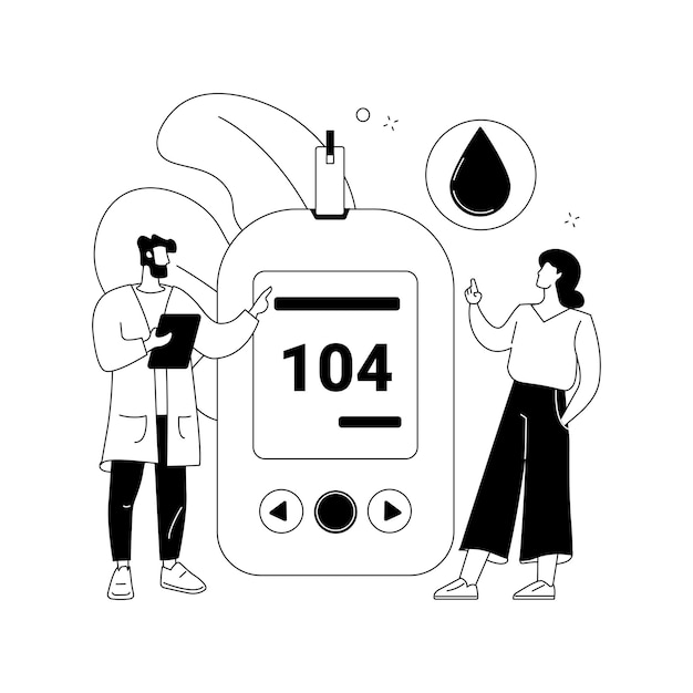 Free vector blood glucose meter abstract concept vector illustration sugar level control at home diabetes mellitus blood sample screen test chronic disease medical check glucometer abstract metaphor