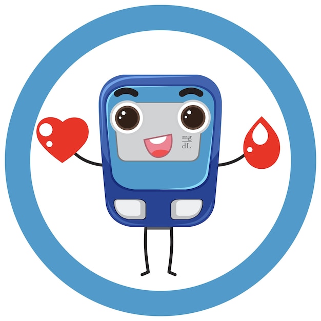 Free vector blood glucose monitoring device cartoon character