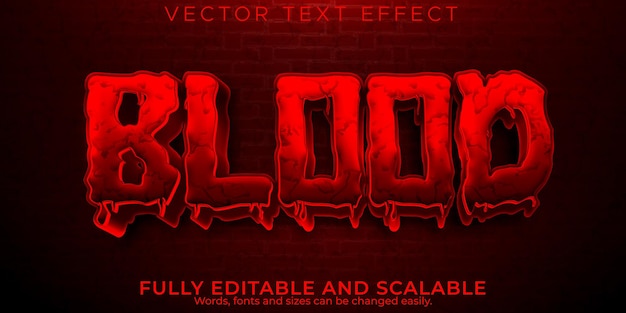 Blood red text effect, editable scary and monster text style