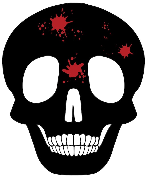 Free vector bloody black skull isolated