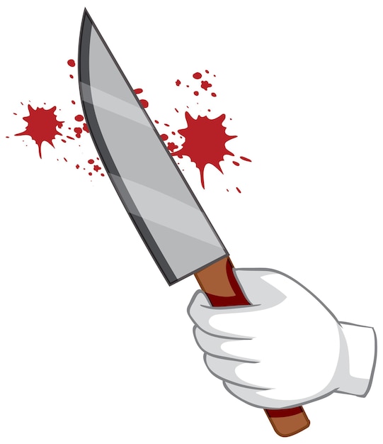 Free Vector bloody knife with hand on white background