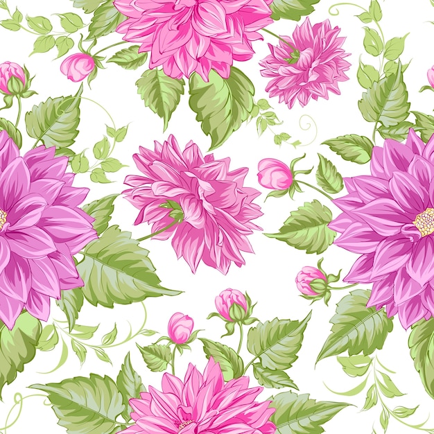 Free Vector blooming dahlias seamless pattern