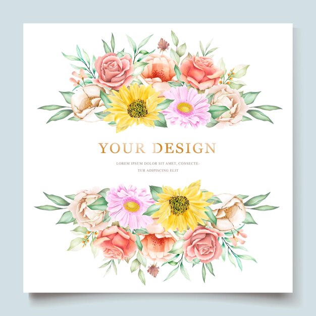 Blooming floral spring invitation card set