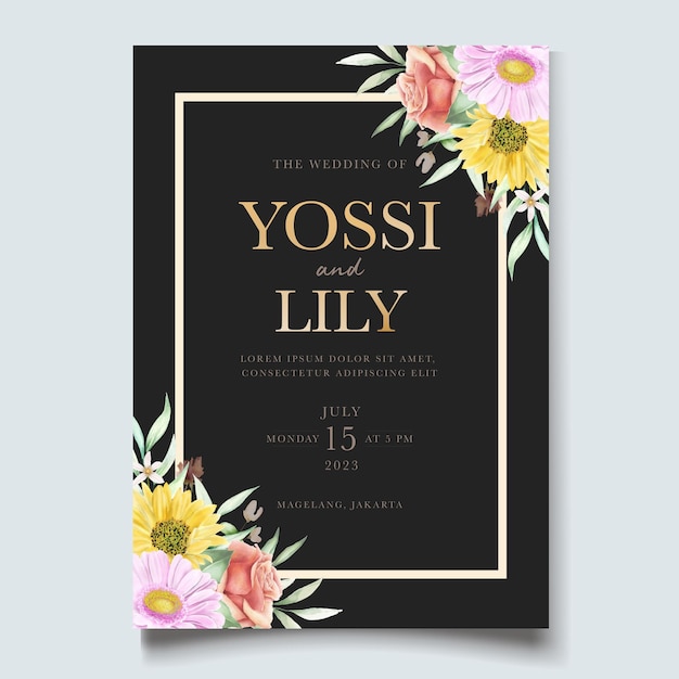 Blooming floral spring invitation card set