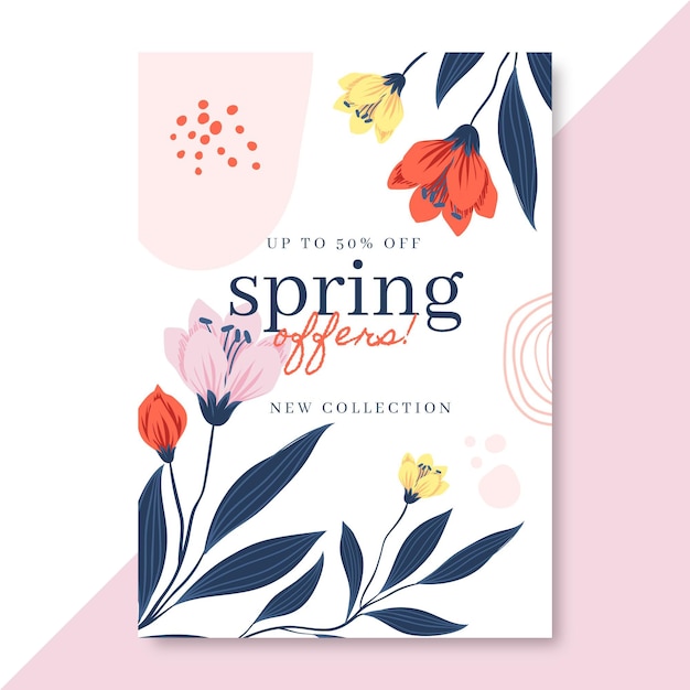 Blooming hand drawn spring poster template