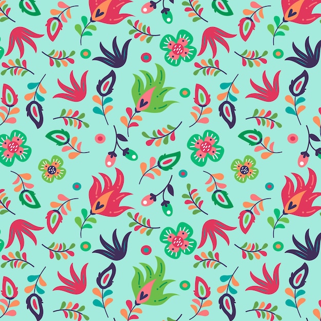 Blooming spring flowers on fabric pattern