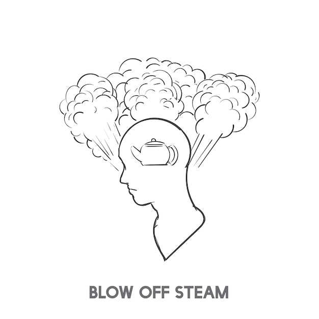 Blow off steam idiom vector