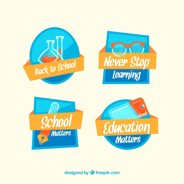 Free Vector blue back to school label collection