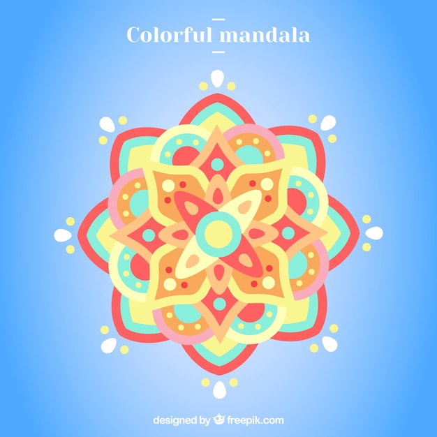 Free Vector blue background of mandala in flat design