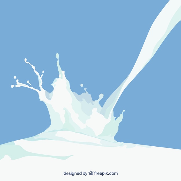 Blue background of milk falling