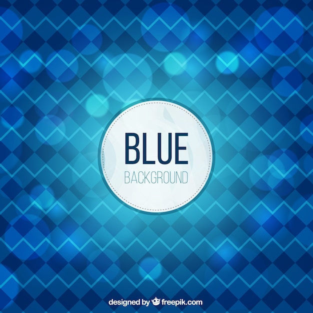 Blue background with geometric shapes and bokeh effect