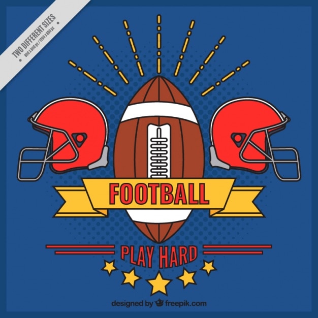 Free vector blue background with hand drawn american football badge