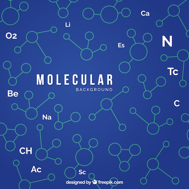 Blue background with molecules