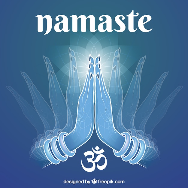 Free Vector blue background with namaste greeting