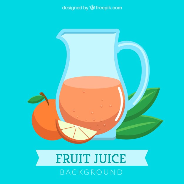 Blue background with orange juice in flat design