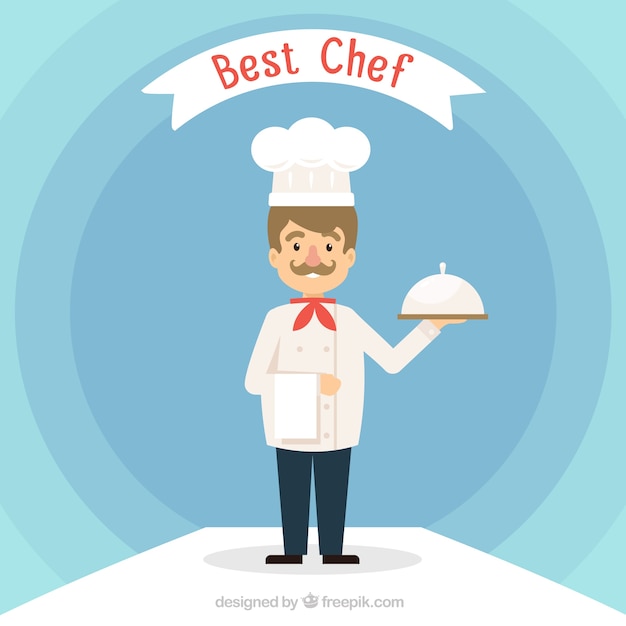 Free Vector blue background with smiling chef