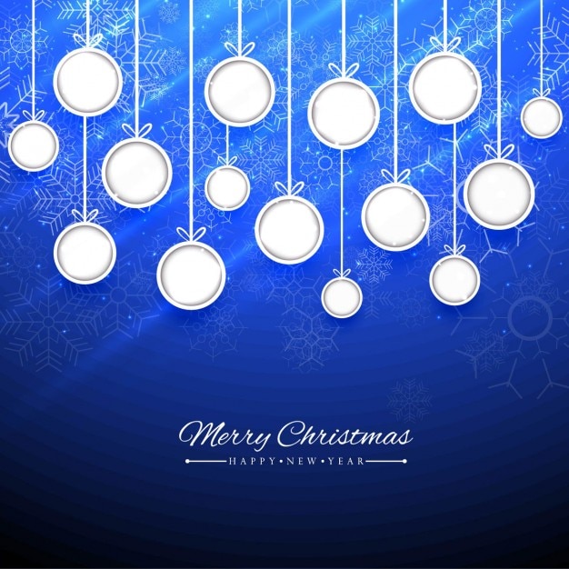 Free Vector blue background with white christmas balls