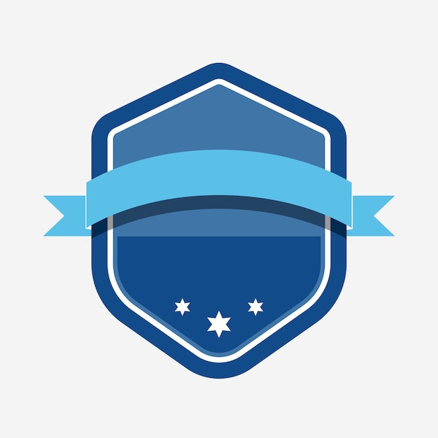 Free Vector blue badge embellished with a banner