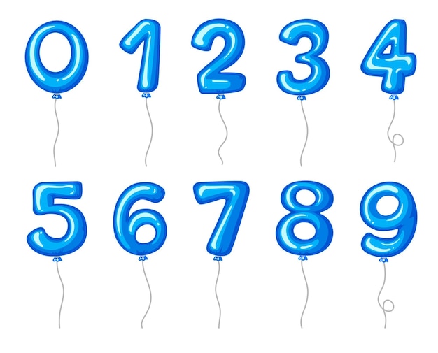 Free Vector blue balloons shape of numbers