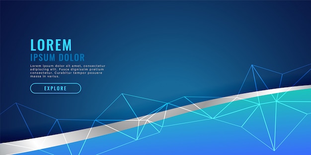 Free vector blue banner design with wave and wire mesh