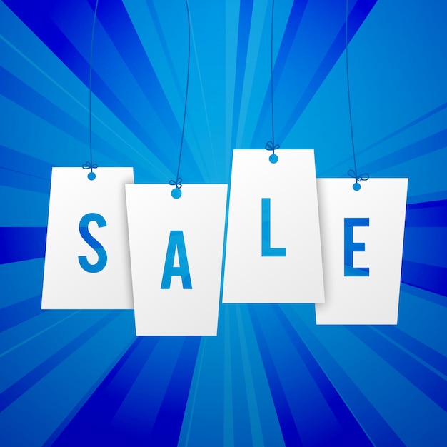 Blue banner with word sale on paper labels flat