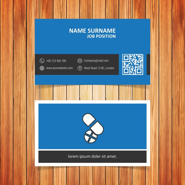 Blue and black pills business card