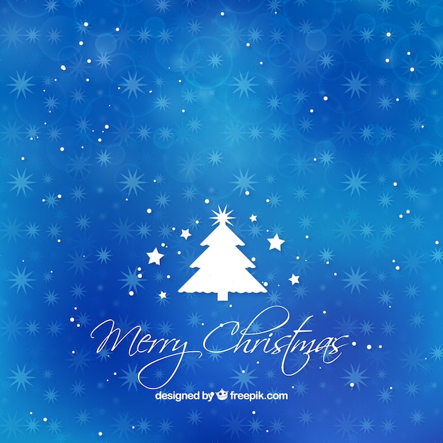 Free Vector blue bokeh background with christmas tree