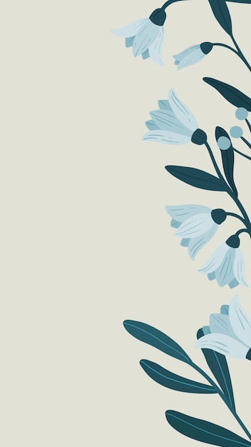 Free Vector blue botanical copy space on a gray phone background vector