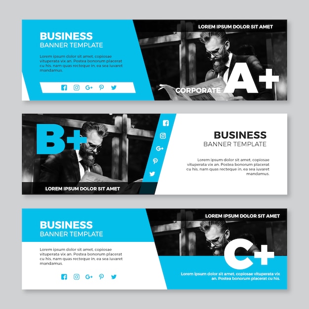 Blue business banner collection