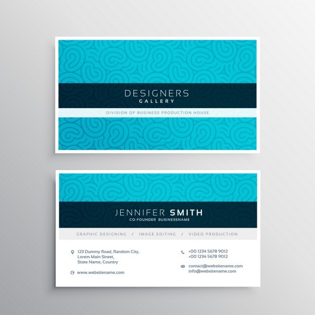 Free Vector blue business card with an elegant pattern