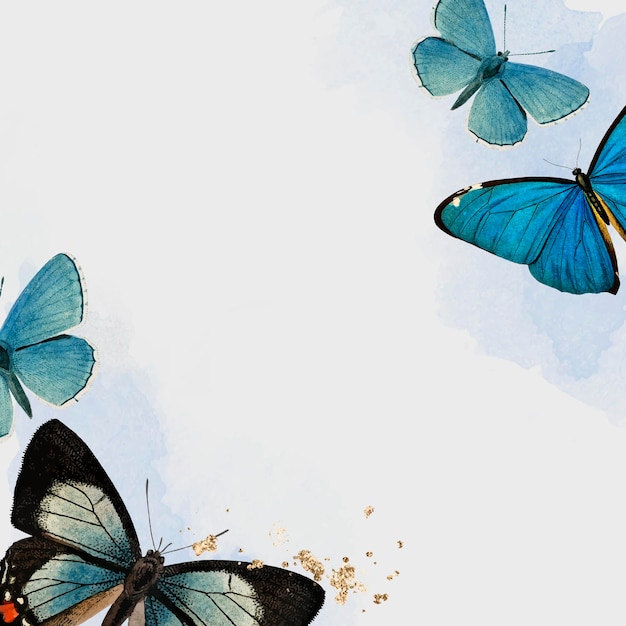 Free vector blue butterflies patterned background vector