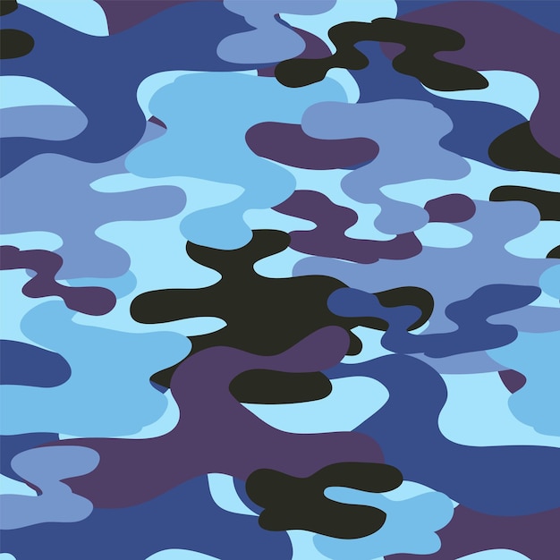 Free vector blue camouflage seamless pattern