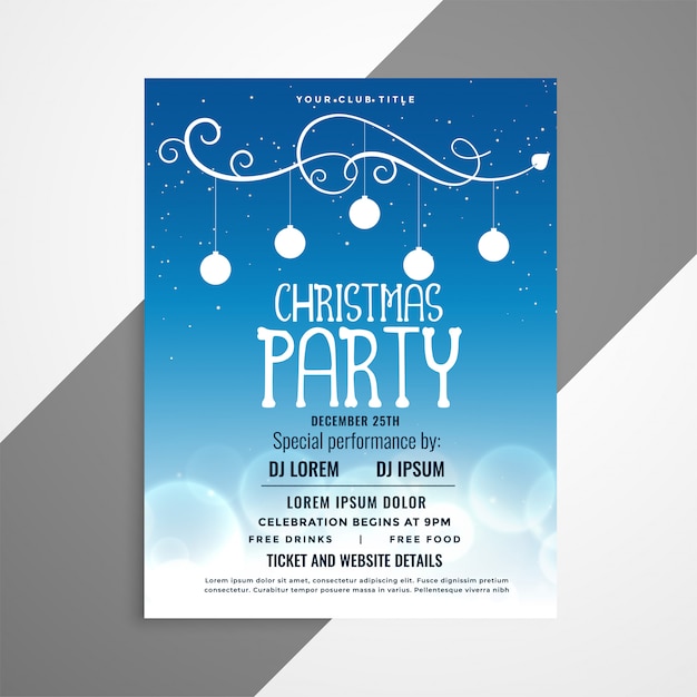 Blue christmas flyer poster design with event details