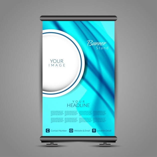 Free vector blue color roll up banner stand template