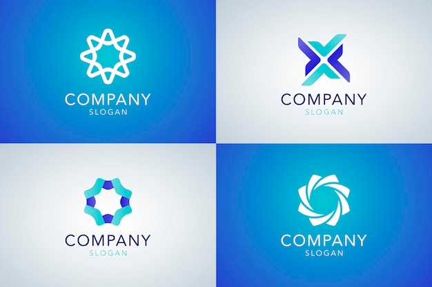 Free Vector blue company slogan collection 