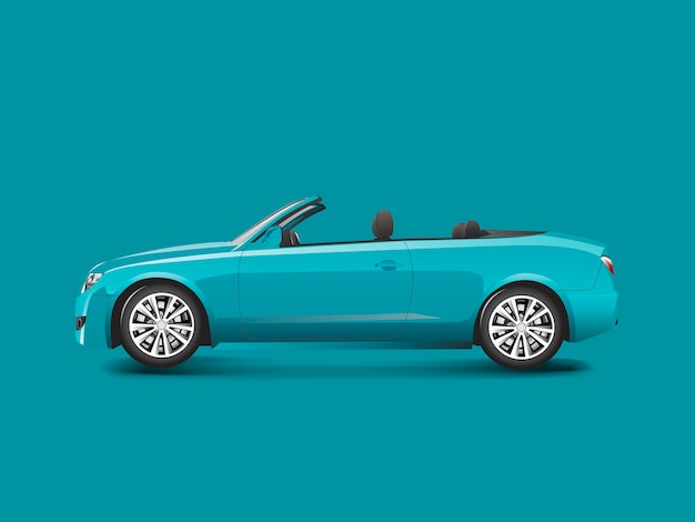 Free Vector blue convertible in a blue background vector