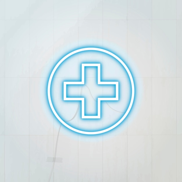 Free Vector blue cross neon sign vector