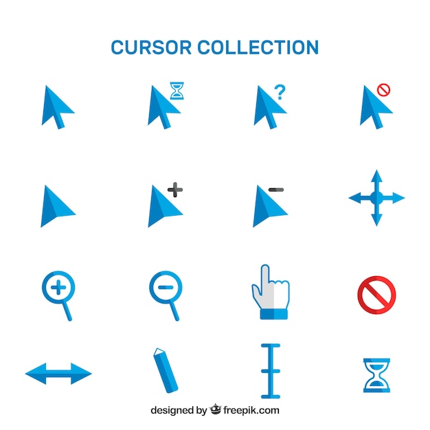 Free vector blue cursor collection